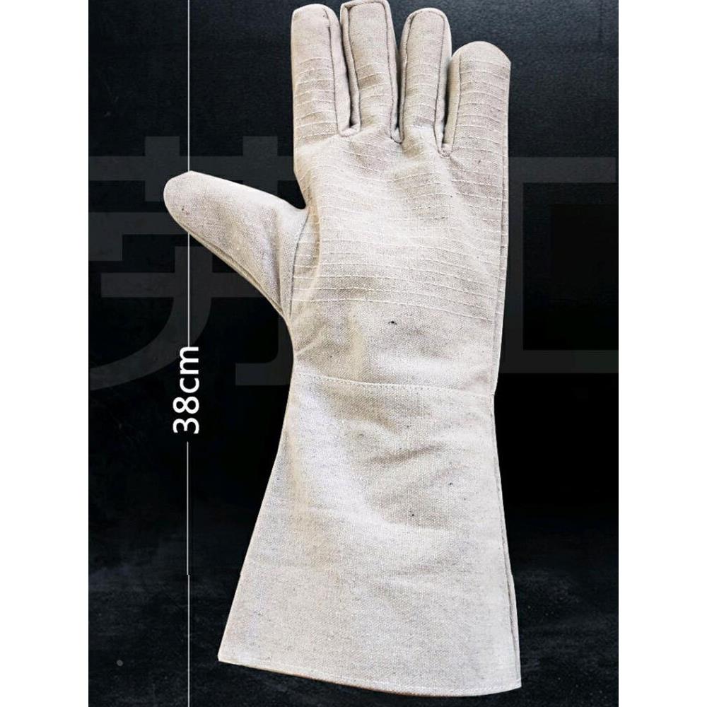 帆布手套加长双层全衬24道线机械电焊工耐磨加厚工作劳保防护用品