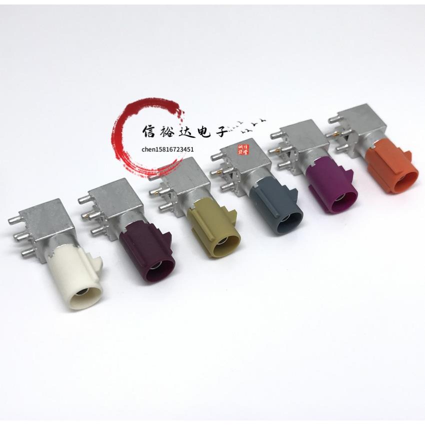 KET进口FAKRA-SMB公弯头汽车线束板端GPS射频天线卧式SMB-JWE公座