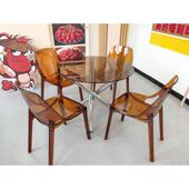 小圆桌椅子组合钢化玻璃餐桌现代简约桌子商务办公会客接待洽谈桌