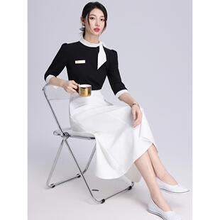 美容院工作服女式夏装酒店餐饮珠宝医疗美容前台水疗会所美容师裙