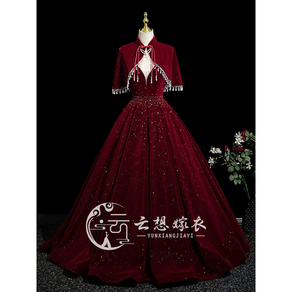 云想家遮手臂显瘦简约设计2025新款敬酒服新娘结婚回门订婚晚礼服