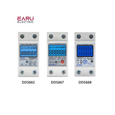 Din Rail 数字式单相复位零电能表 kWh 电压电流功率消耗表