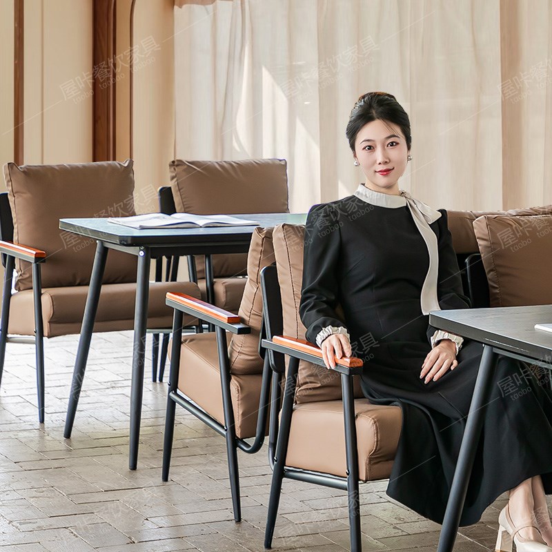 速发铁艺复古咖啡厅酒椅组合酒吧馆吧小桌清餐厅奶茶店沙发椅接待