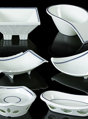 速发2025火具密胺干冰盘子商用餐锅店餐盘塑料厅意境菜异形仿瓷菜