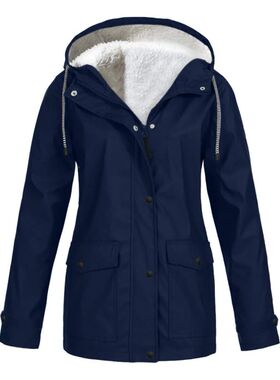 Hooded jacket with fleece jacket for women连帽外套加绒冲锋衣