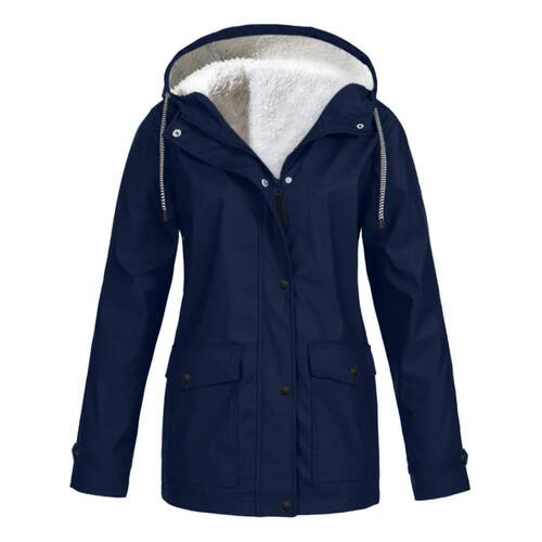 Hooded jacket with fleece jacket for women连帽外套加绒冲锋衣