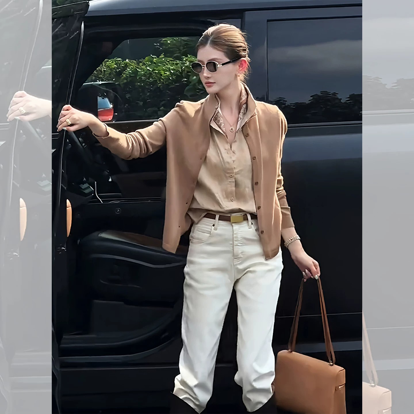 卡其色假两件polo领长袖针织衫女秋季穿搭巨好看单穿修身开衫上衣