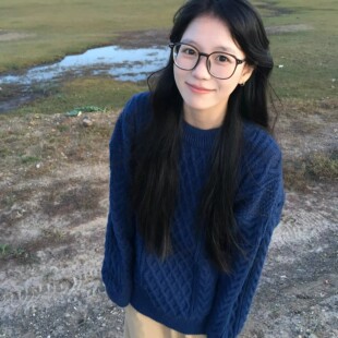 藏蓝色复古麻花毛衣女款秋冬季潮牌ins宽松慵懒风针织衫休闲上衣