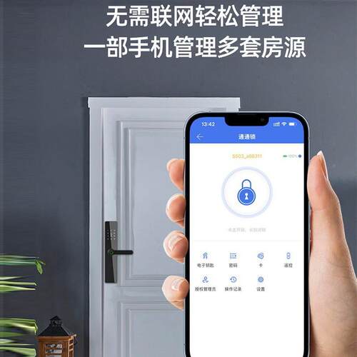 通纹通锁智能锁木门门室内锁防盗门锁指电握子密码锁民IOR宿日租