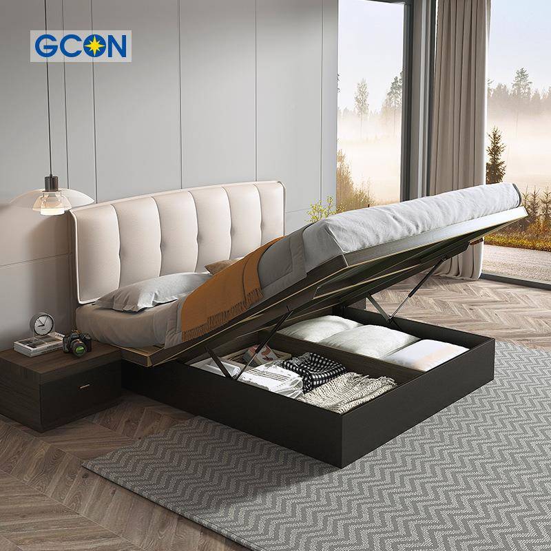 志光极简榻米床科技布软包卧主床无床头现代简软包GF08约榻浮实木