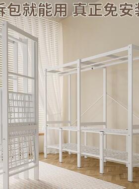 衣柜卧室家简易布衣一体免橱安装柜折叠柜子出用76738租房用衣结