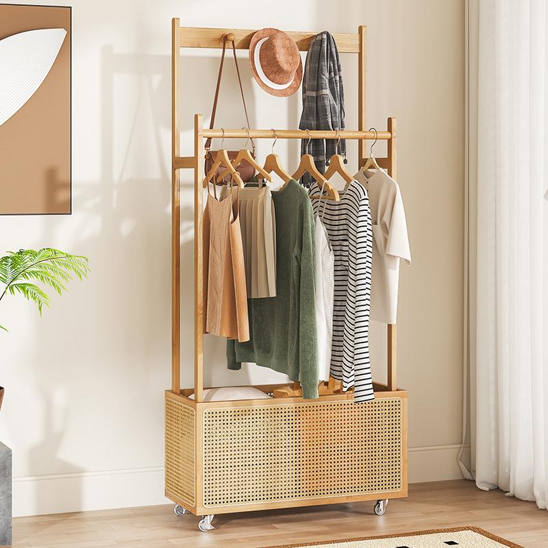 地MLJ-01卧室衣帽架酒店宿民日式藤房间家用可移动衣架编脏衣篓落