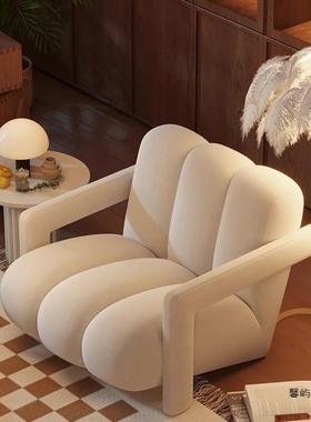 闲2025休椅客厅单人沙发GtWN3ddb复古科设师边椅小户型网红计技皮