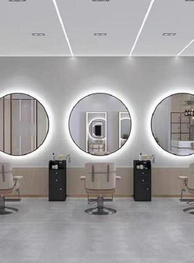 美发理店镜子XLP网红潮店能发店镜墙台发廊专用单面挂圆形烫染智