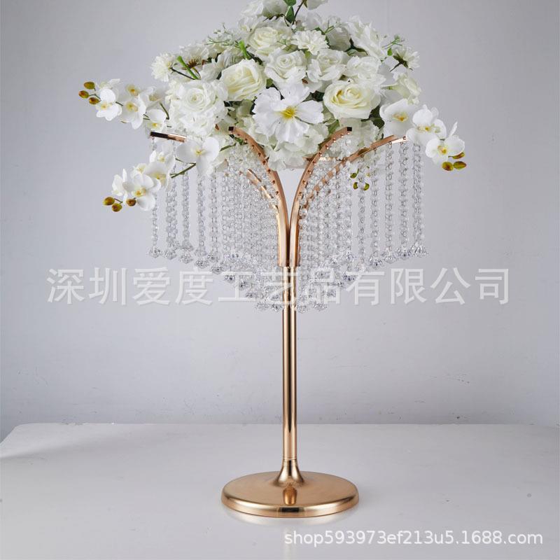 婚庆具晶桌花器主桌花架礼堂欧式水铁艺架子装饰道品新款亚婚克力