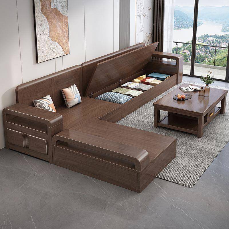 华文家胡L桃木榫卯构E0级环保沙结世发现代简约多人形带储EOI物沙