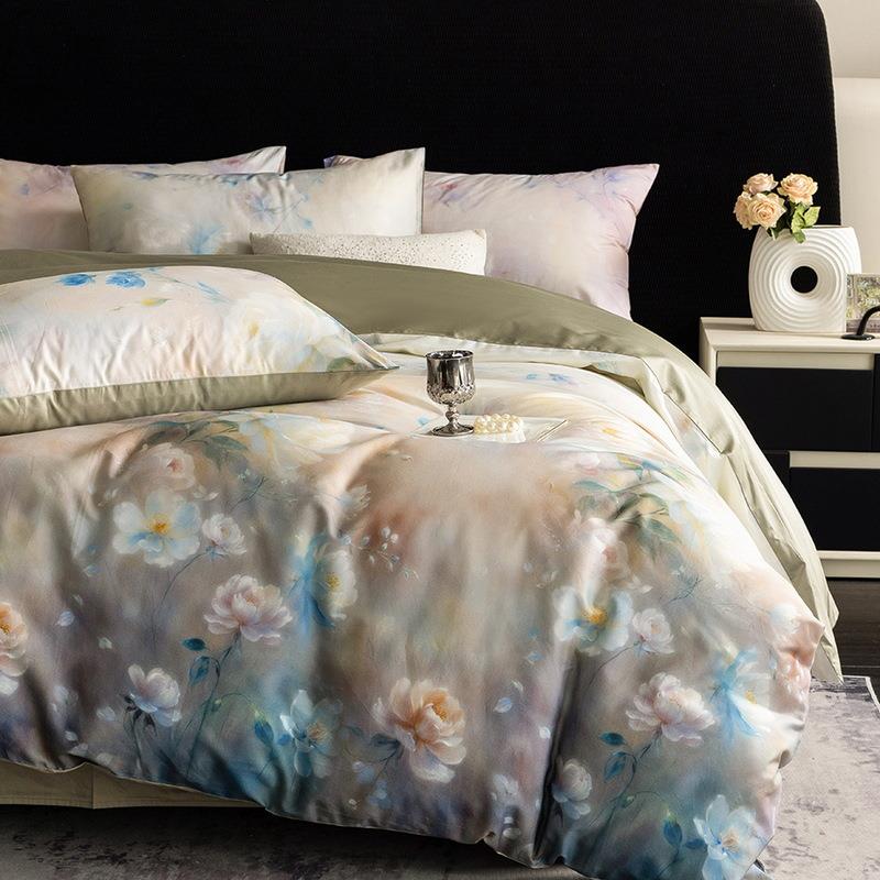 全棉数码花四印件100高支高密棉长绒LOSM-YH纯棉被套床套单家用亲