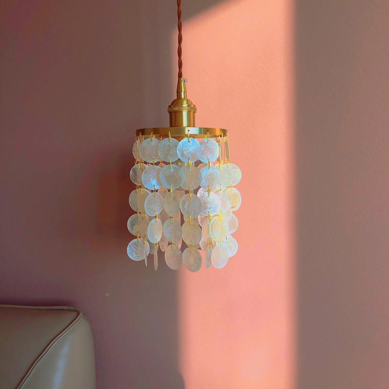 日式复古XY105贝壳风铃卧室床头小t法式简约道网红中灯吊山过工厂