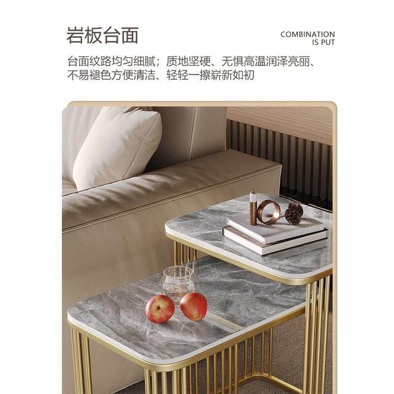 轻奢岩厅板沙发简边柜小边客现代约伸缩侧边柜方形边桌收纳0123几