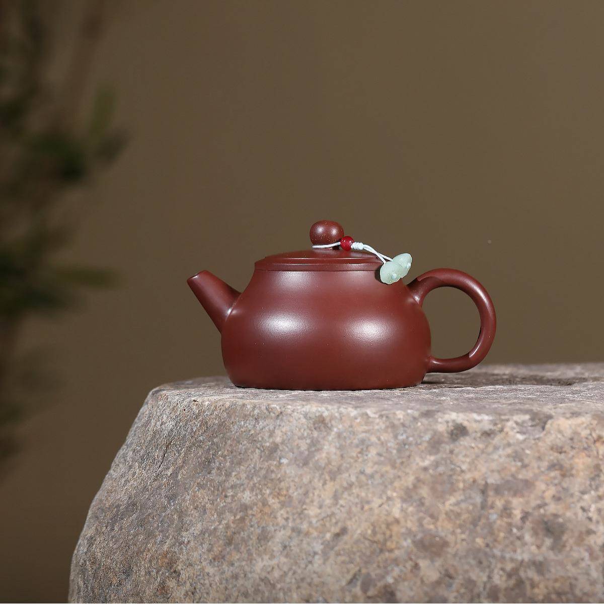分销宜兴壶紫砂原茶矿龙砂手工制作光素文人血石瓢壶ZHIFU-68遇水