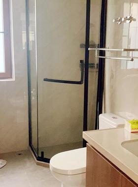 简易淋浴房整体弧扇离形浴室淋浴卫生间门干湿分隔82442断玻璃澡