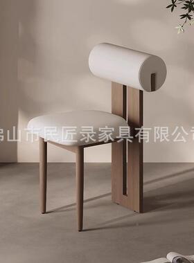 中古餐ONB椅式法复古实椅子设计师艺术化感现代简约妆椅靠背木河