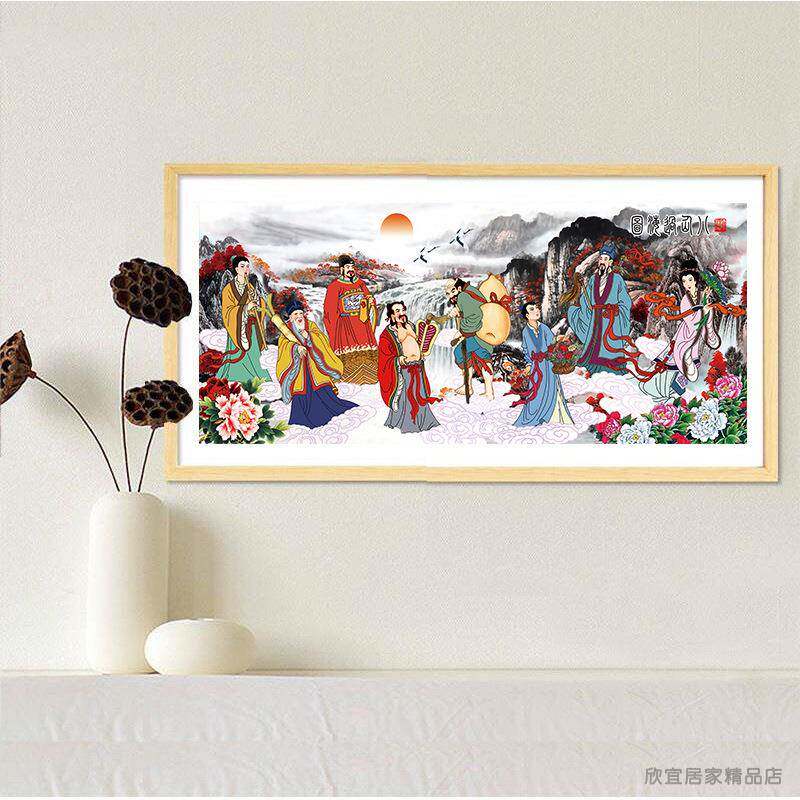 八仙过海十绣QGI字2025新款己线绣人物钻石画古绣风自己丝线自贴