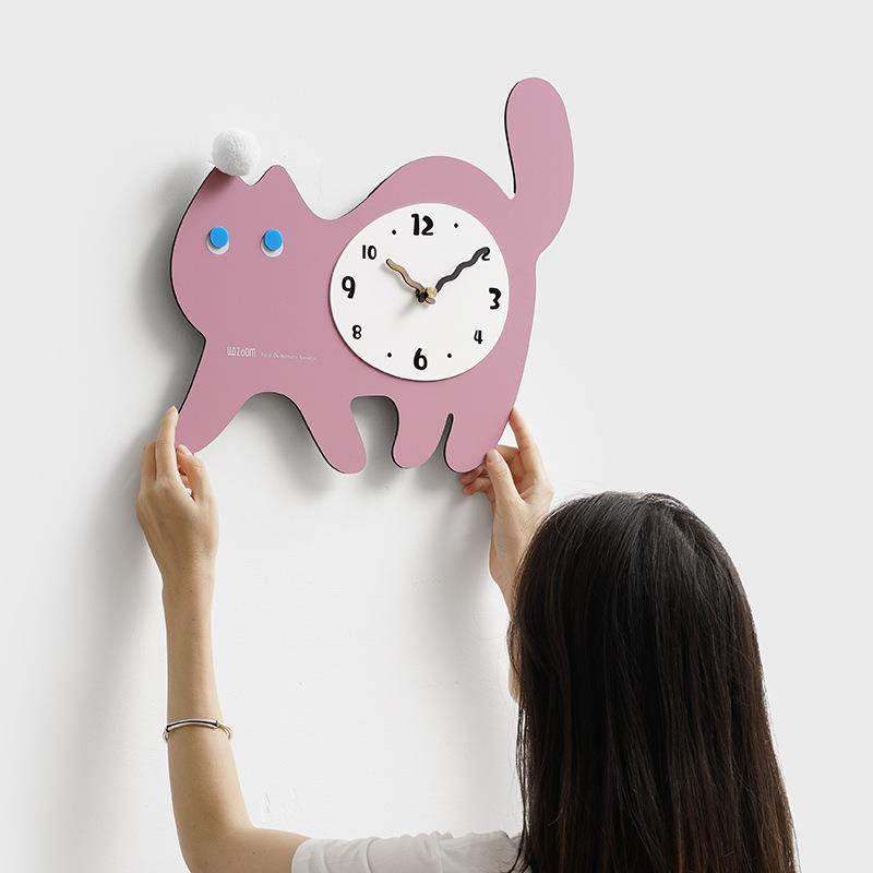 wozoom屋准现代钟简挂约TYOS619挂表客厅钟粉色萌宠家用餐表厅简