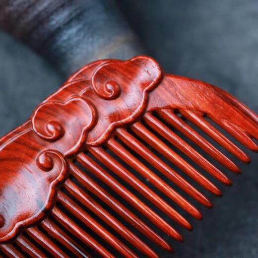 印度小紫檀雕刻规格811/4./111叶.木1祥云质创意梳子木梳直播热卖