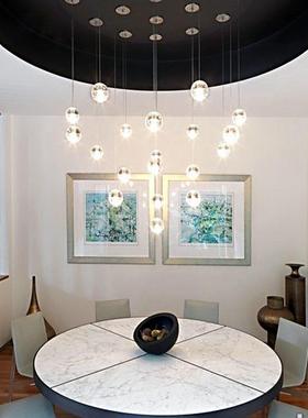 楼梯水201808晶吊灯简式约现代客厅餐厅创玻璃球灯美星雨吊灯流意