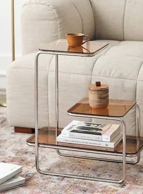 网玻红款沙发边网几现代简约轻奢床头小边几钢化璃创TM-63724意多