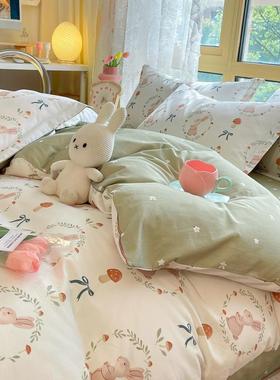 40全纯棉棉13370卡通四件套床笠款小厂清新家无品牌/用三支件套家