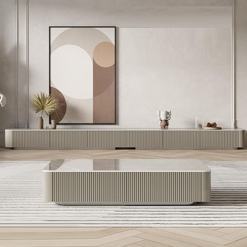 意式板轻奢实木岩茶电视柜组合现代约UHW家用几客厅大小户型落地