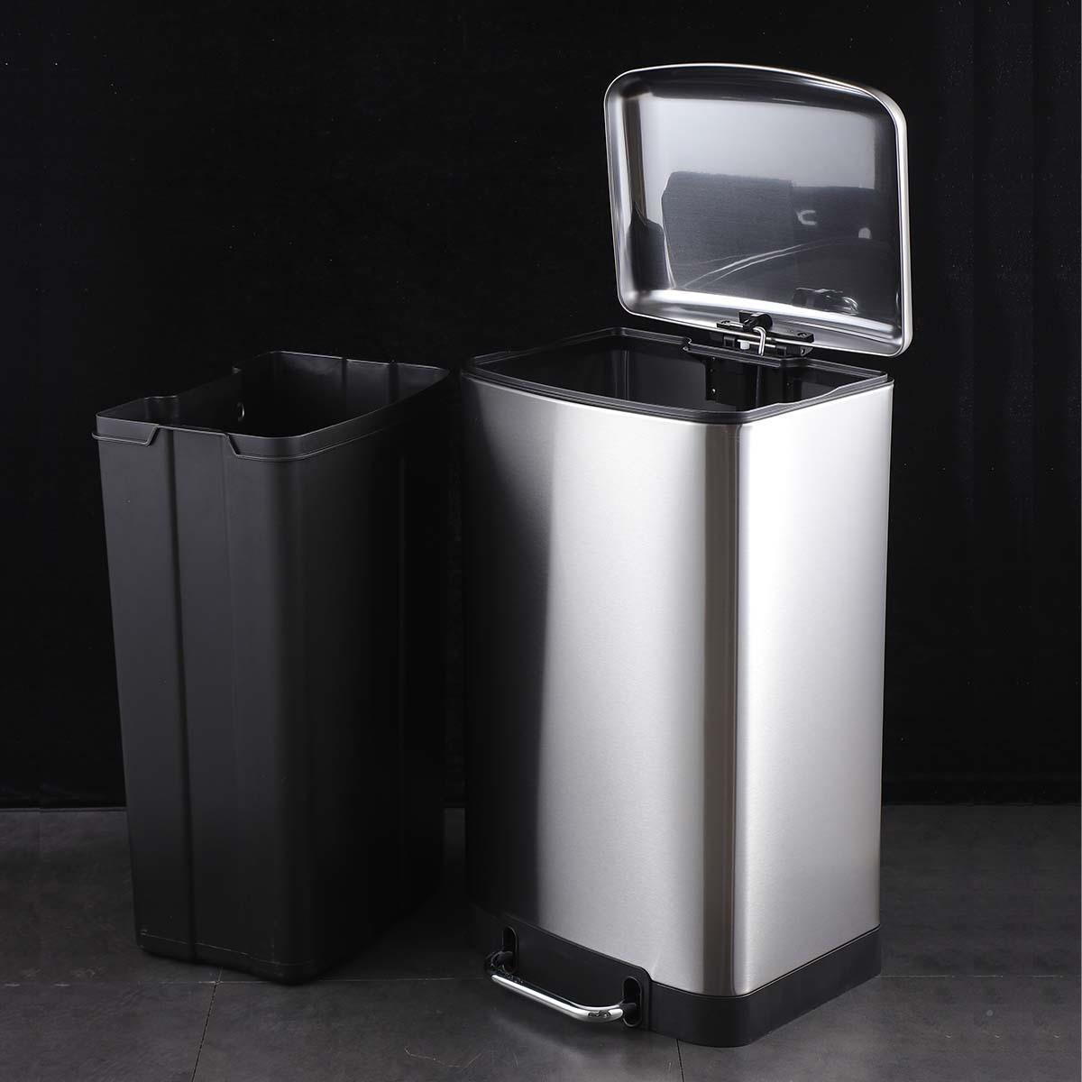 欧0哲4L方润形客厅圾桶HCN家用厨房带垃盖静音缓降脚踏式废纸篓