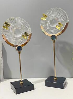 中式玄关BJ-0448电视柜软饰艺品装工摆件蓝色透明树脂金属蜻蜓软