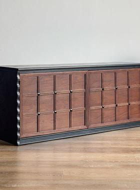 式复古实木客厅靠墙储36909中物棋电视柜古风落法地组合柜白蜡木