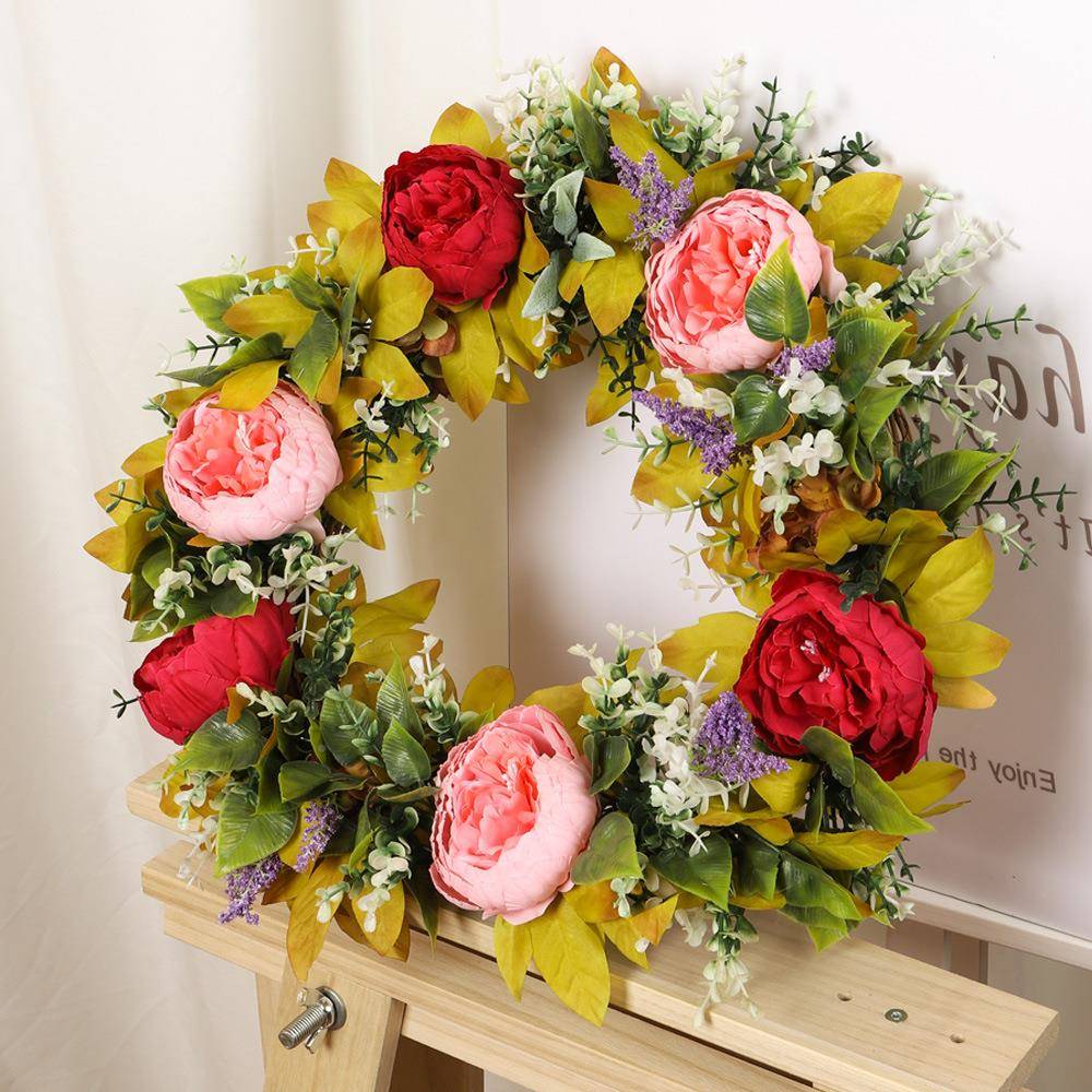 饰DTR202新款春款居仿真牡丹花环家装饰花圈门挂绢花壁挂5饰厂家