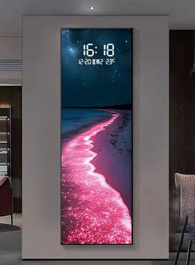 大星辰海玄关装饰画钟挂39291钟海万浪客厅餐厅年历电子时钟表壁