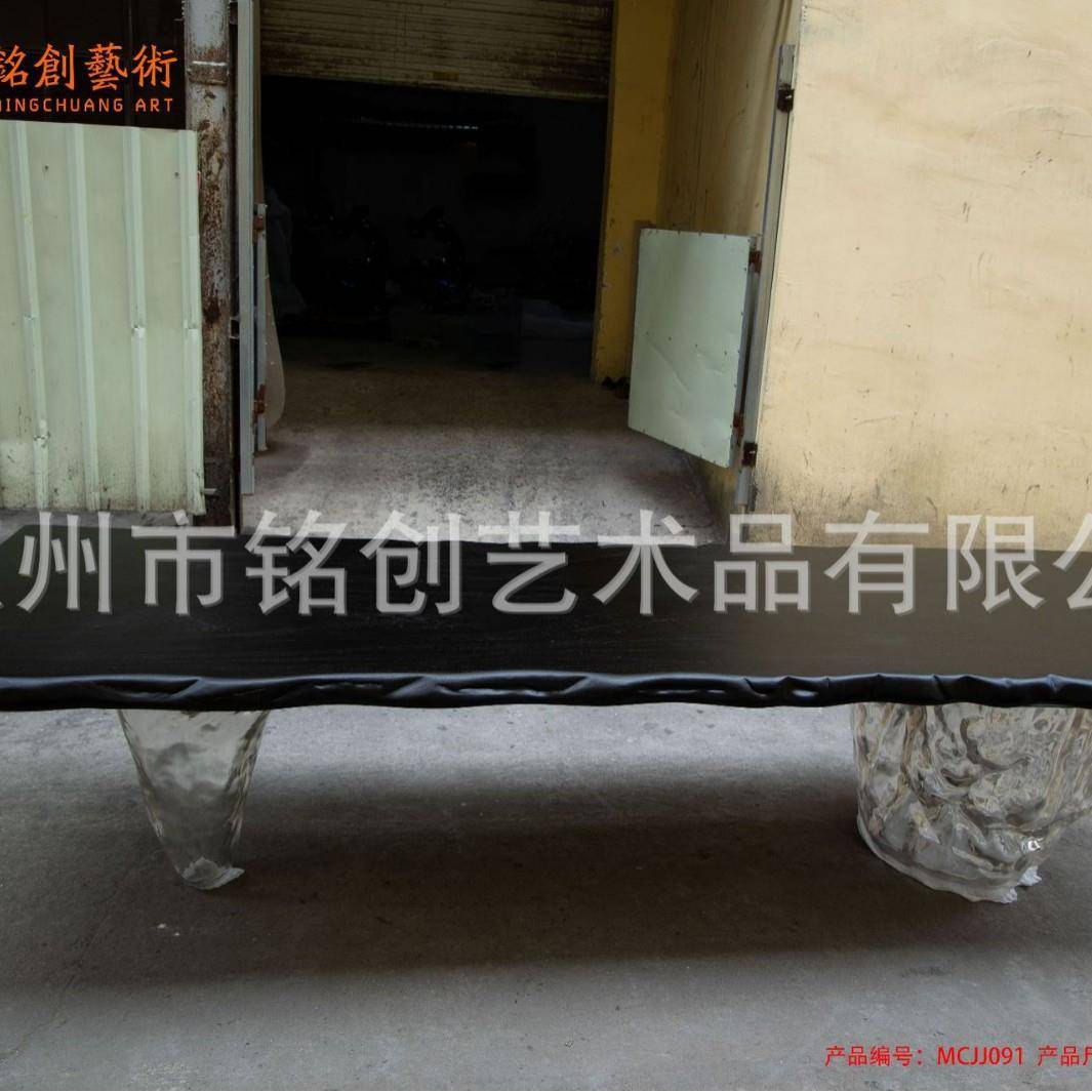 晶透明品树脂茶吧台茶座椅水晶茶几铂工艺桌手ICJ工创意发财树