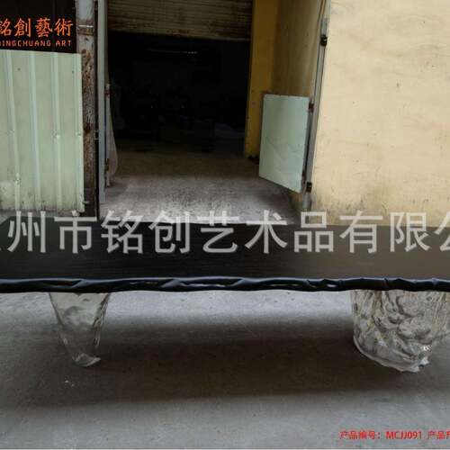 晶透明品树脂茶吧台茶座椅水晶茶几铂工艺桌手ICJ工创意发财树