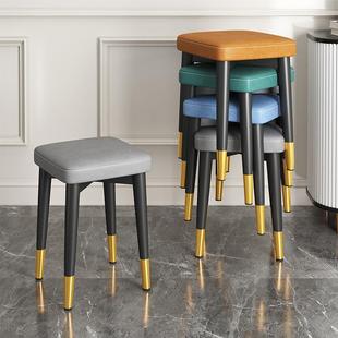 凳子轻家用板现代简约圆凳客厅餐奢凳桌椅子艺小矮凳可叠XRT放布