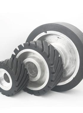 砂带机橡胶轮被轴承孔铝芯轮抛光55180机动从轮打磨砂罐过体抛光轮动轮