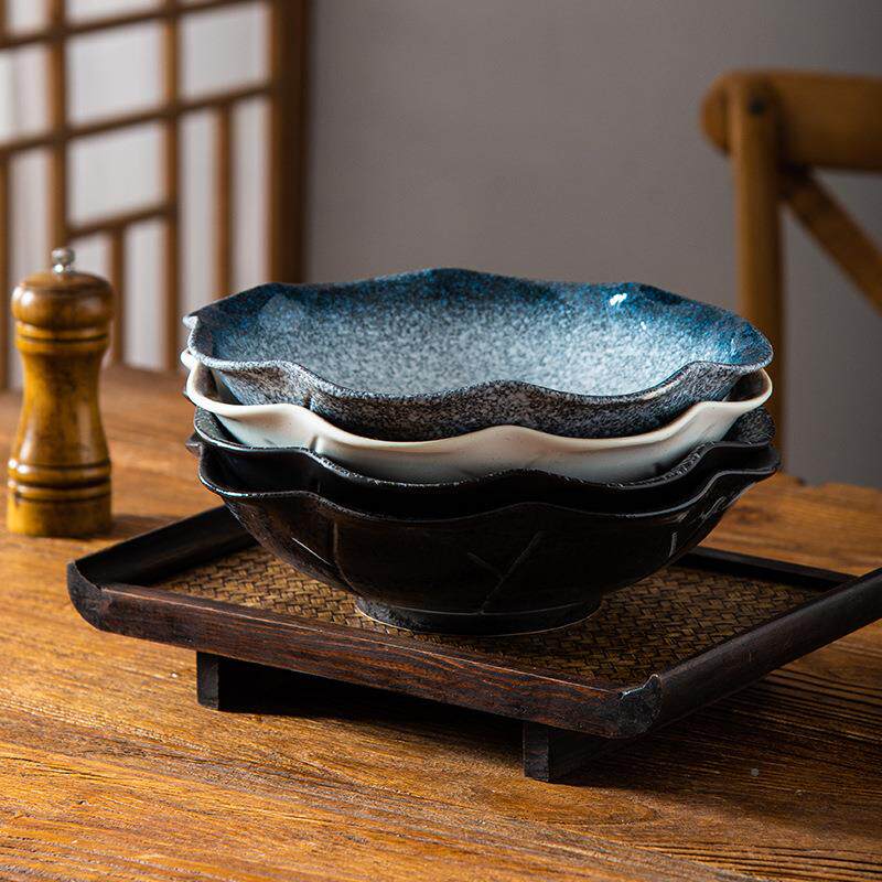 日式家用餐厅盘子陶具36262瓷菜创意红网餐汤盘微波炉异型水果盘