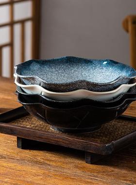 日式家用餐厅盘子陶具36262瓷菜创意红网餐汤盘微波炉异型水果盘