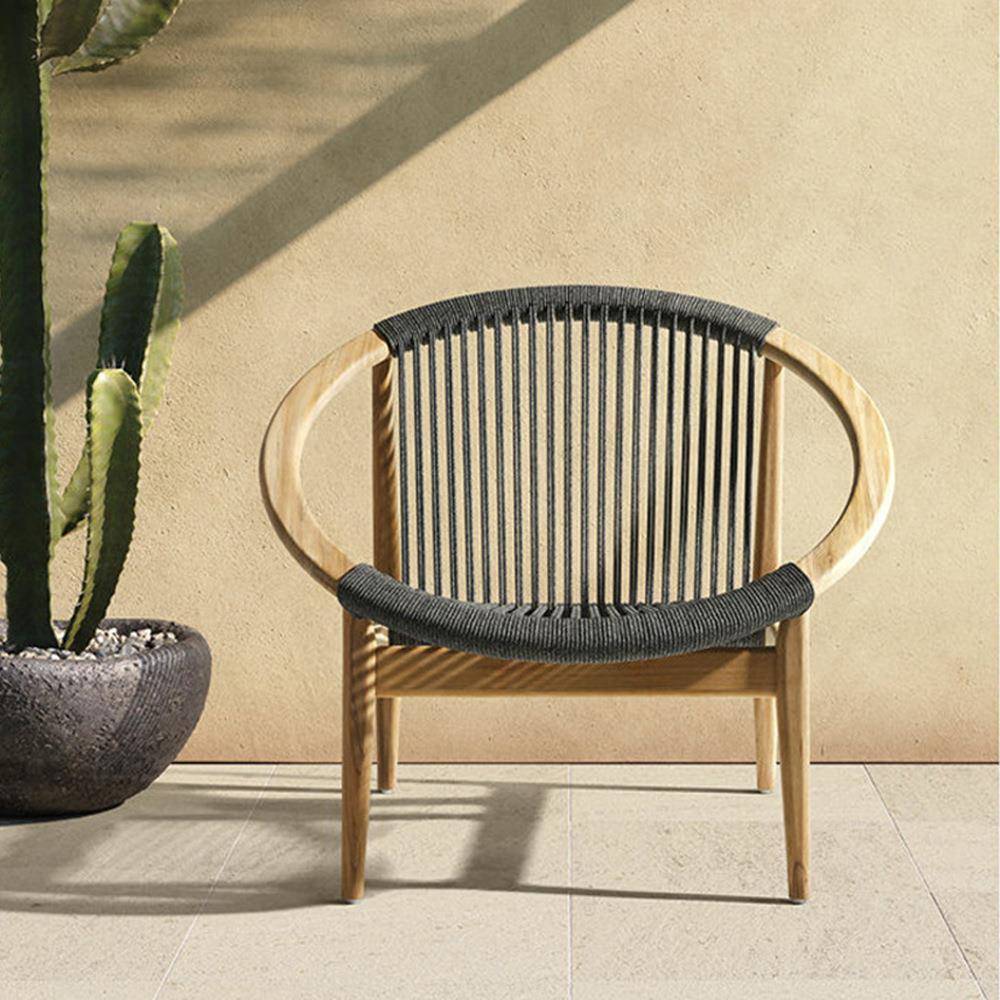 实木外藤编沙单人藤椅发柚木中式休闲24536懒人阳台防水防晒茶几