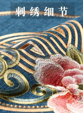 新中式绣抱垫21689枕靠中国风客厅简沙发靠背垫床头约刺靠枕套大