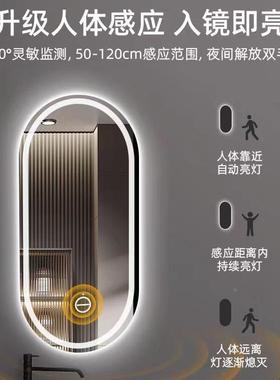 椭圆形led带化妆镜防雾智能室52770镜灯卫生浴壁挂触摸屏梳间妆镜