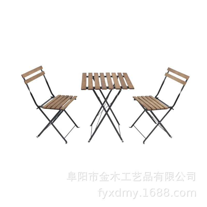 阳台露台户外茶座折叠桌椅木质金属折叠桌椅