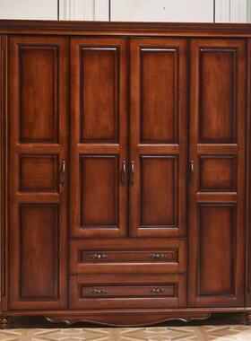 美式实木JTS大衣柜橱小户家用3卧室两门4门5门门型带抽屉橡木储物