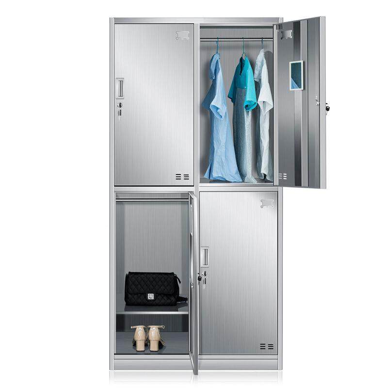 不锈钢4门更衣柜不锈钢门多储50654物柜员宿舍更衣工柜健房浴室衣